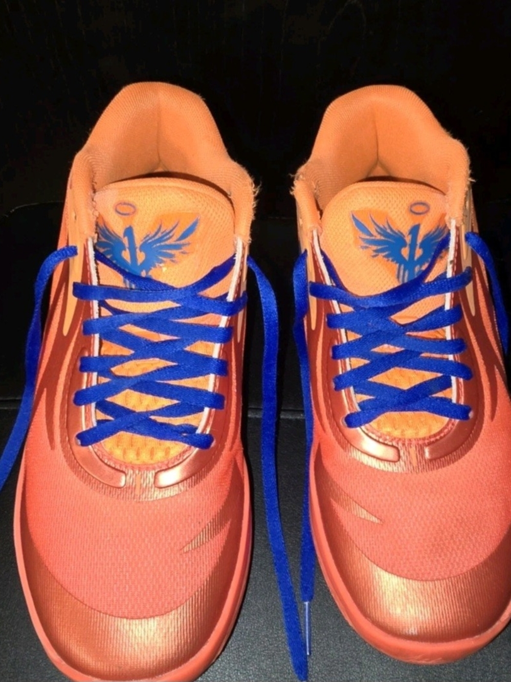 Puma Men's Orange Athletic Shoes with Blue Laces